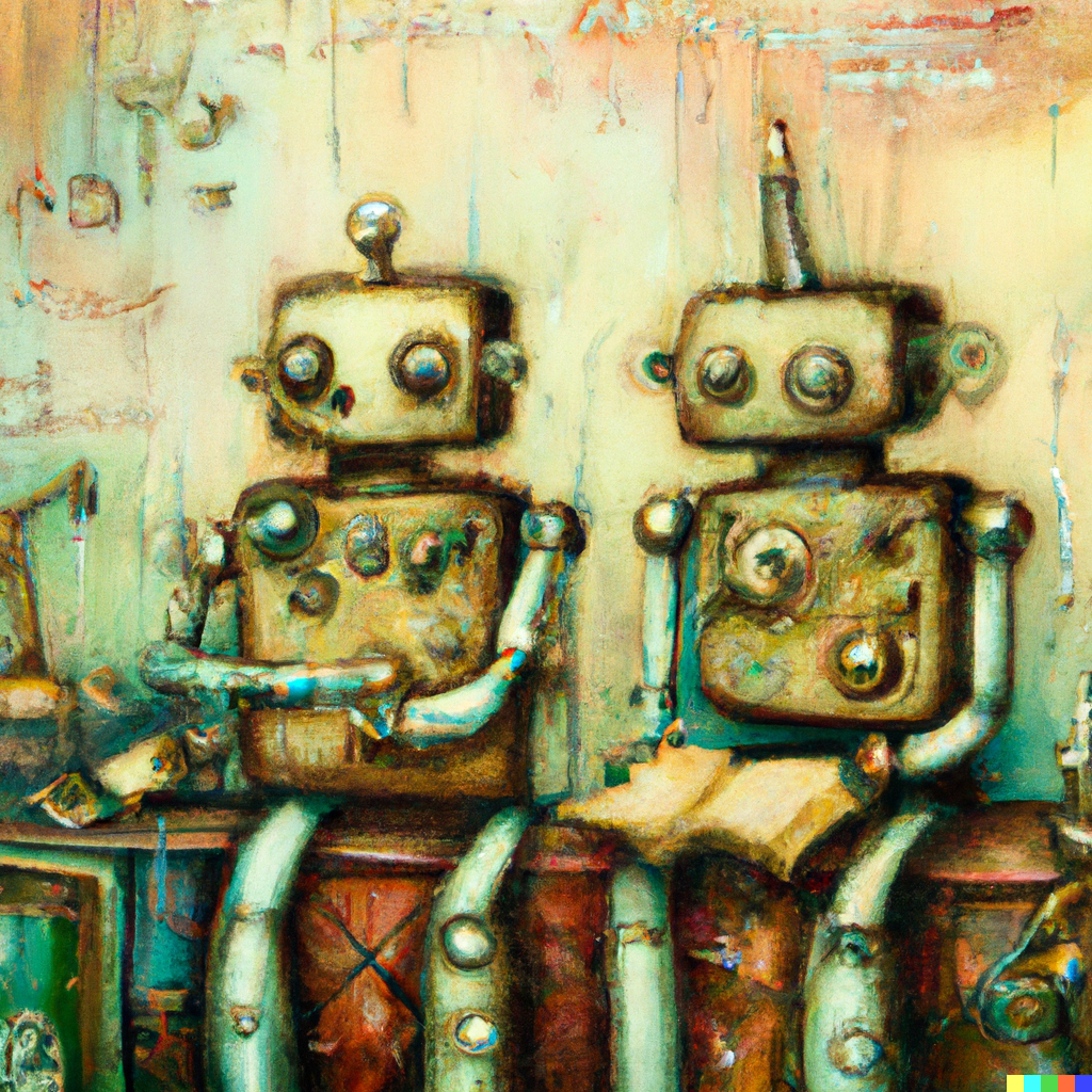 Zwei vintage Roboter