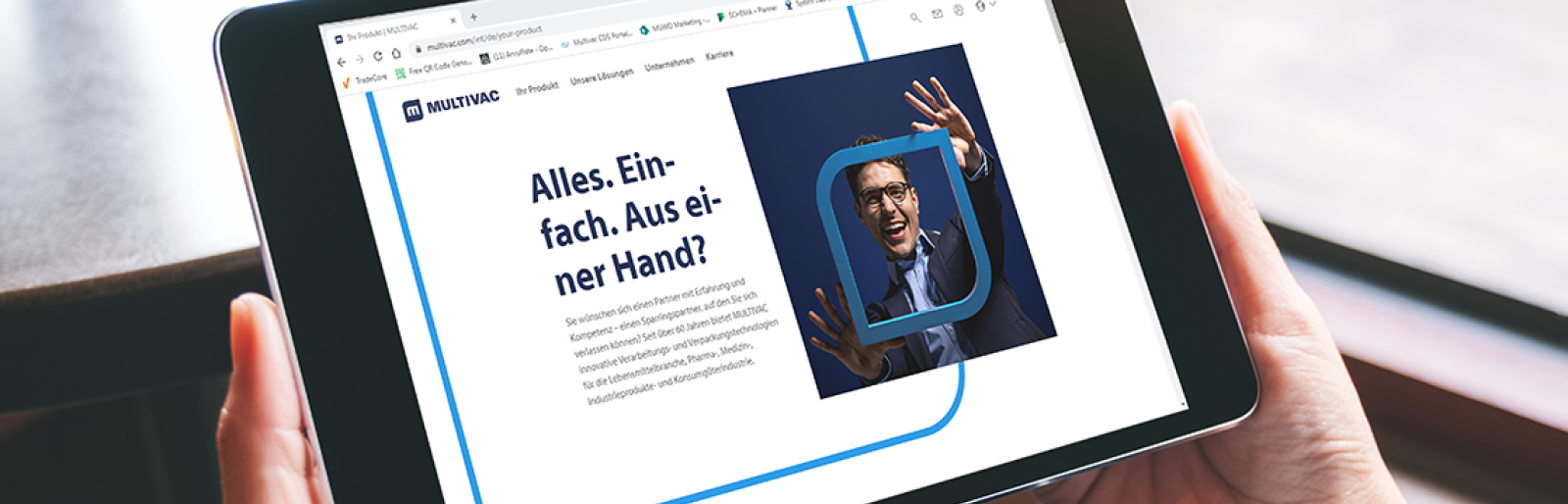 Tablet zeigt die Multivac Website